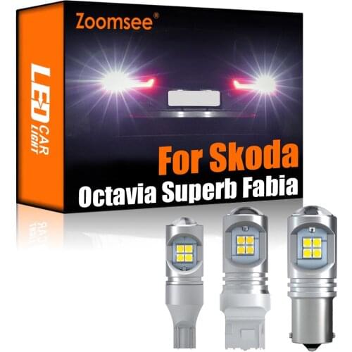 Zoomsee 2Pcs White Reverse LED For Skoda Octavia Superb Fabia MK 1 2 3 Sedan Combi Canbus Exterior Backup Rear Tail Bulb Light
