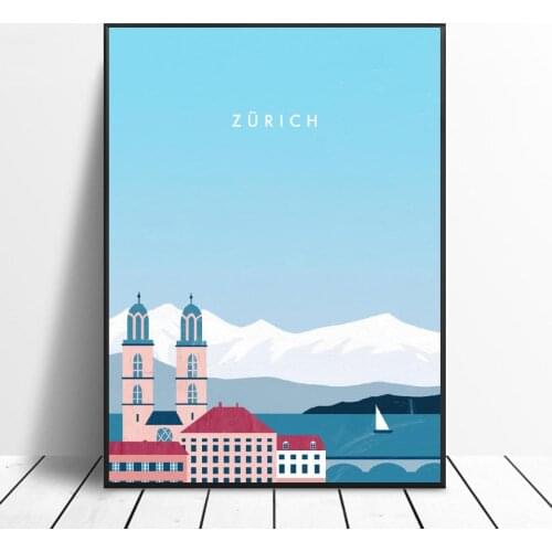 Zurich Canvas Travel Poster Prints Home Wall Art Decor Painting