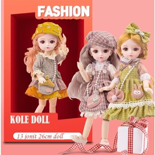 1/6 BJD Dolls 13 Ball Jointed Soft Wig 3D Big Eyes Plastic Head Body Dolls With Fashion Clothes Shoes Toys for Girls Diy Gift
