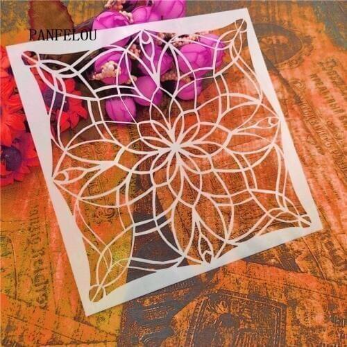 13*13cm Hote Sale Flowers mirror scrapbook stencils spray plastic mold shield DIY cake hollow Embellishment printing lace ruler
