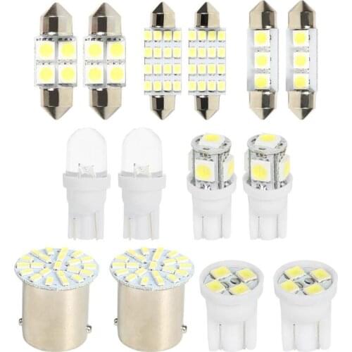 14Pcs 6000-8000K LED Interior Package Kit For T10 36mm Map Dome License Plate Lights Auto Car Signal Light Reading Light MGO3