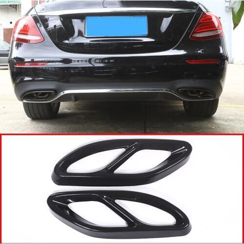 2pcs Gloss Black Steel Exhaust Trims For Mercedes Benz GLC C E-Class C207 Coupe 2014-2017 W212 W213 W205 X253 C180 C200 Car Part