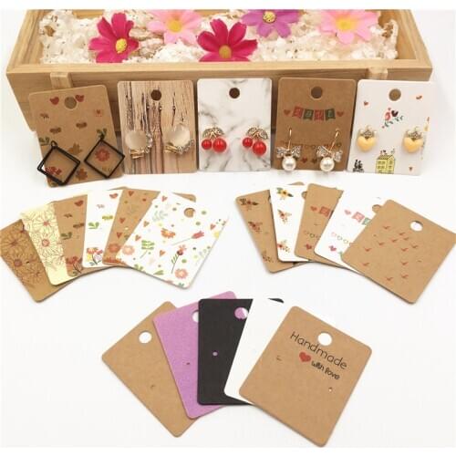 200pcs Paper New Design Jewelry Display Card Accessories Earring Card 5x4cm Flower Multi-Style Ear Drop Packaging Cards