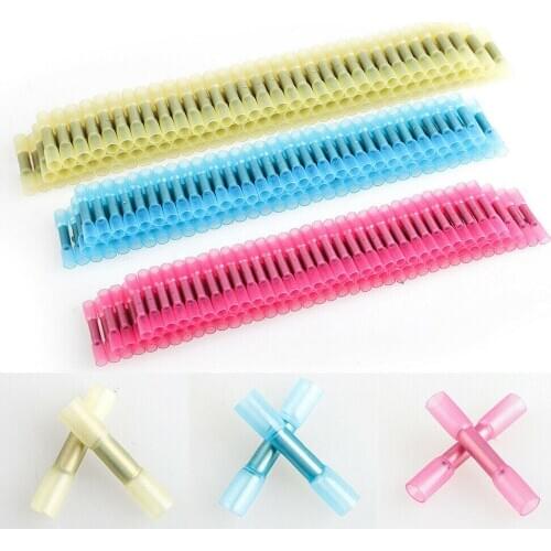 50PCS AWG22-10 Heat Shrink Butt Connectors Insulated Waterproof Terminals Seal Electrical Wire Crimp Terminals