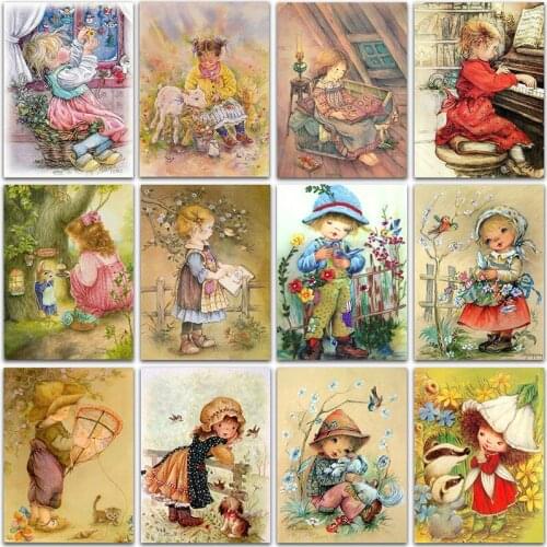5D Diy Diamond Painting Cartoon Angel Girl Baby Square 3D Diamond Embroidery Cute Kid Cross Stitch Rhinestone Mosaic Home Decor