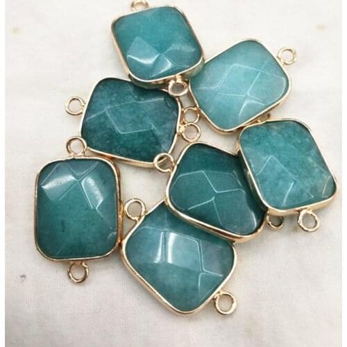 7 pcs green jade chinese laboradorite stone connectors black stone beads charms bracelet making accessories 17x19mm rectangle