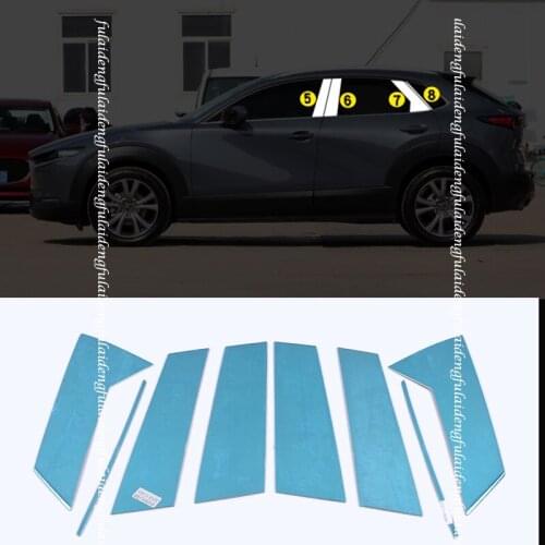 8pcs For Mazda CX-30 2020-2021 Stainless Steel Car Window Center Pillar Post Cover Trim Car Accessories