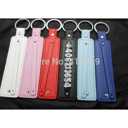 DIY Accessories 50pcs/lot PU Leather Key Chain keychains with 10mm slide bar fit for 10mm slide charms