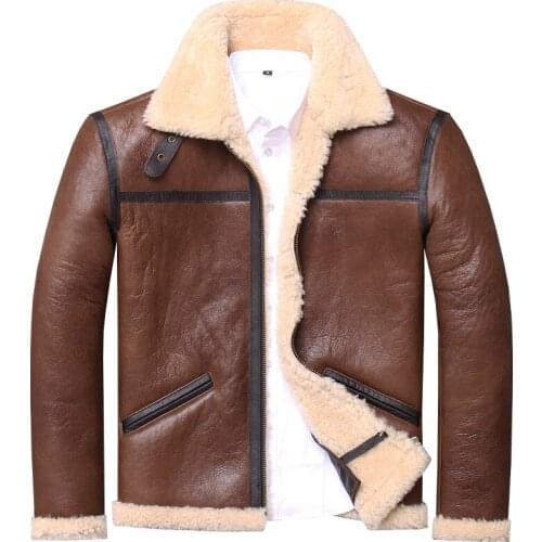 Free shipping,Winter Sheep fur coat,classic B3 wool Shearling,warm leather jacket,mens sheepskin coat.plus size jacket