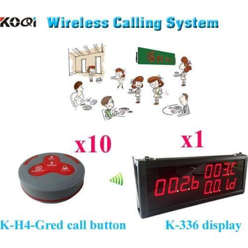 Wireless Service Calling System Guest Coaster Pager Suit For Restaurant (1 display 10 call button)