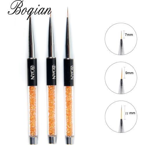 BQAN 7mm/9mm/11mm Nail Art Metal Pearl French Stripes Lines Flower Painting Drawing Liner Brush Pen Manicure Tools
