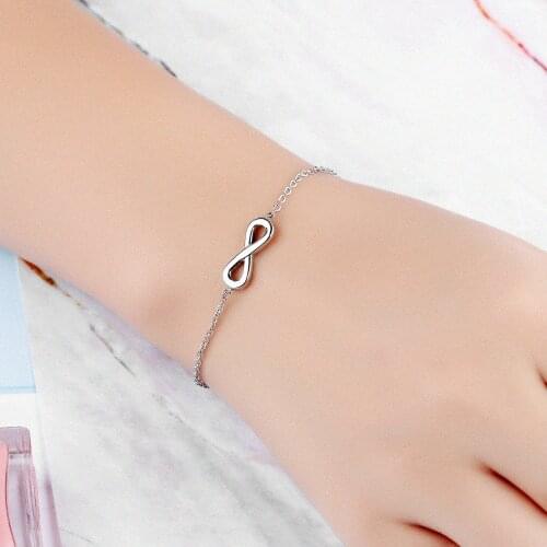 Kpop Stainless Steel Color Rose Gold Fashion Gift Female Simplicity 8 Word Infinity Bracelets For Women 220MM Jewelry For Women