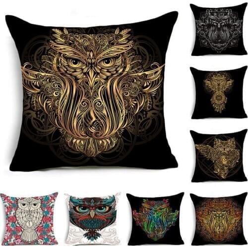 Cartoon Owl Pillow Case Polyester Peachskin Chair Seat Waist Square Cushion Cover Home Decor 45x45cm