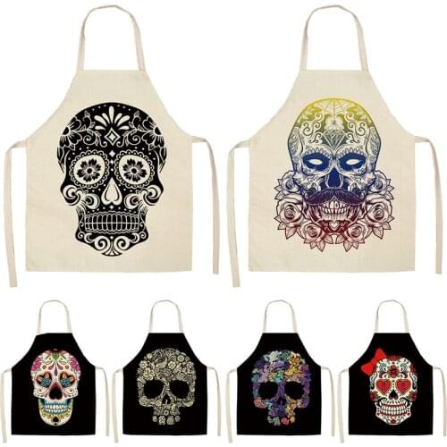 Skull Skeleton Pattern Apron Baking Accessories Aprons for Women Gadgets for Women Kitchen Apron Women Kitchen Apron Cafe Aprons