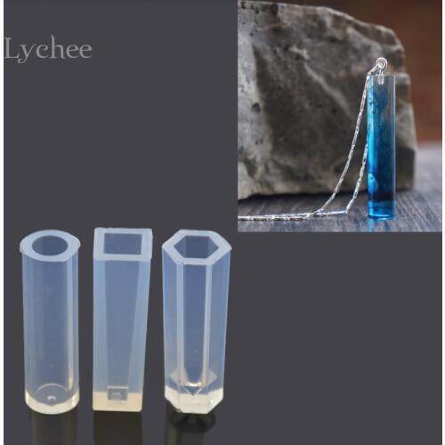 1 Piece DIY Pendant Liquid Silicone Mold Resin Jewelry Pendant Mould Handmade Decoration Tools Cylinder Trapezoid Crystal Design