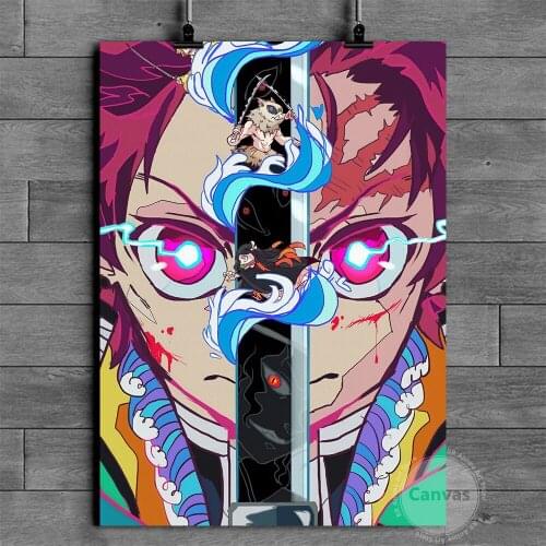 Canvas Anime Tanjirou Demon Slayer Pictures Home Manga Decoration Paintings Poster HD Prints Wall Art Modular Living Room