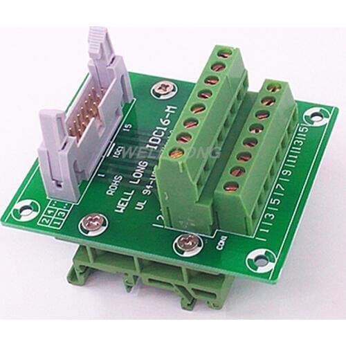 IDC16 2x8 Pins 0.1" Male Header Breakout Board, Terminal Block, Connector