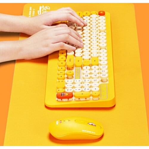 K68 Cartoon Waterproof USB Optical Wireless Keyboard Mouse Kit Supports All Systems Of Pctabletfor Mac1Os And For Android