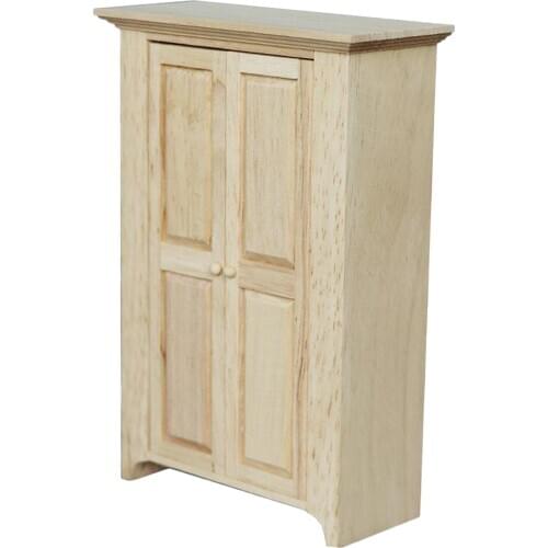 1/12 Scale Dolls House Rural Vintage Wooden Miniature Unpainted Wardrobe Bedroom Furniture Mniature Toy