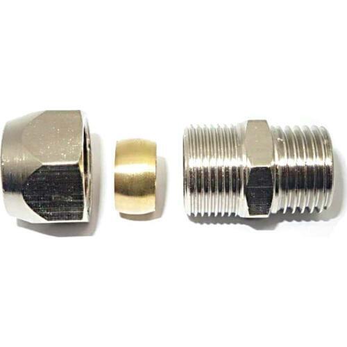 5pcs/lot 1/2" Male BSP *8mm OD Pneumatic Air Nickel Plated Brass Compression Fitting Male Connector