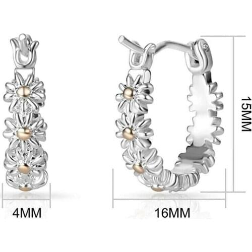 Lyvior Fashion Sweet Little Daisy Ring Temperament Wild Flower Ring Hawaiian Adjustable Band Ring Earring 2pcs/lot