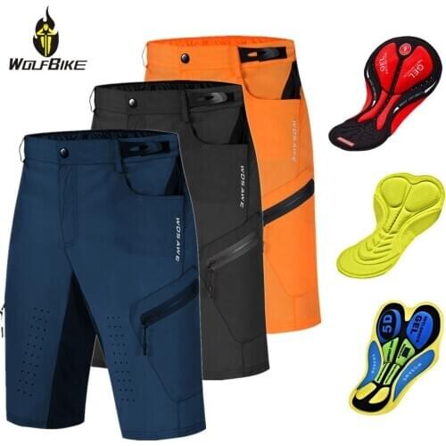 WOLFBIKE Reflective Mens MTB Bike Cycling Shorts Sports DIY Gel Pad Bicycle Water Resistant Downhill Middle Bottom Underpants