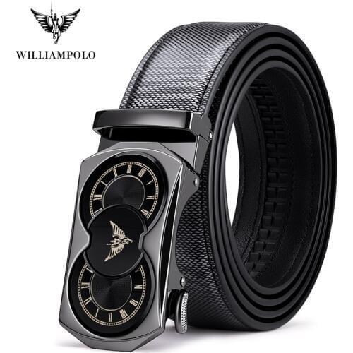 Williampolo 2019 Luxury Brand Designer Leather Mens Strap Automatic Buckle Waist Belt Gold Belt PL119991-93P