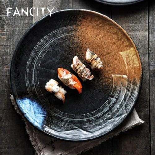 FANCITY Creative restaurant with chopped pepper fish head large barbecue ceramic plate fruit plate dumpling plate set