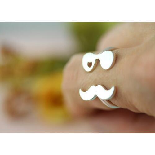 Newest Style Listing Gold/Silver Mustache Gentleman Ring Sunglasses Man Funny Ring Adjustable Free size Jewelry
