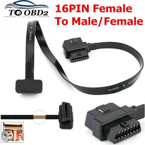OBD2 1 to 2 Scanner Extension Cable 16Pin Female To Male/Female Extension Connector 16 PIN Female to male+female cable Adapter