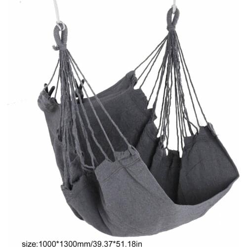Canvas Hanging Hammock Chair 150KG Load Rugged Cotton Polyester Fabrics Machine Washable Hanging Rope Chair Garden Hammock Chair