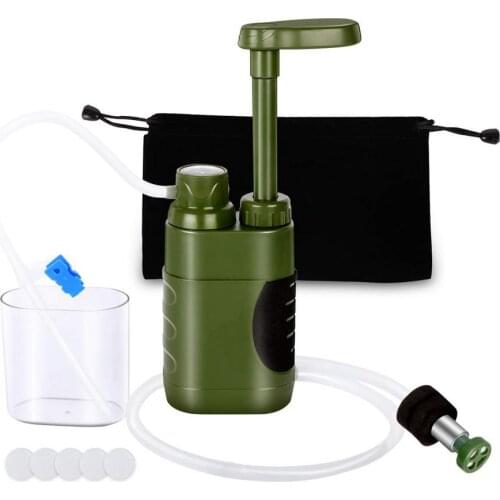 Portable Water Filter Water Filtration Camping Travel Hiking Emergency Hand Pump Straw Water Filtration System Drinking Purifier