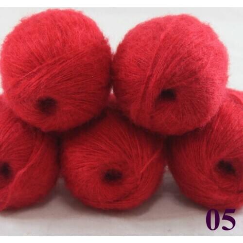 Sale 5 balls x 50g Soft and comfortable MOHAIR Cashmere silk hand Knitting Yarn Red 290-05