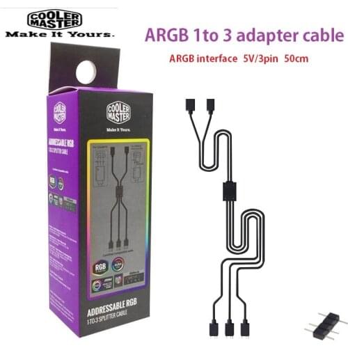 Cooler Master addressable RGB 1 to 3 splitter cable 3PIN 5V ARGB Computer Case fan Connector For MSI ASUS Compatible extension