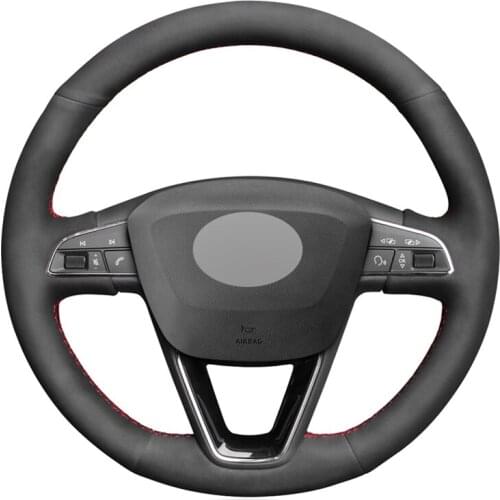 Hand-stitched Black Suede No-slip Car Steering Wheel Cover for Seat Leon 5F Mk3 2013-2019 Ibiza 6J Tarraco Arona Ateca Alhambra