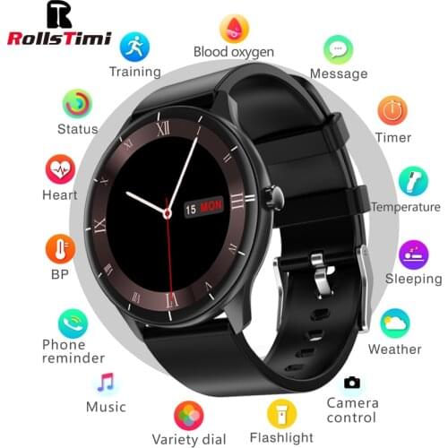 Rollstimi Smart watch men women Phone reminder IP68 waterproof fashion fitness Blood pressure Smart clock lady smart wristband