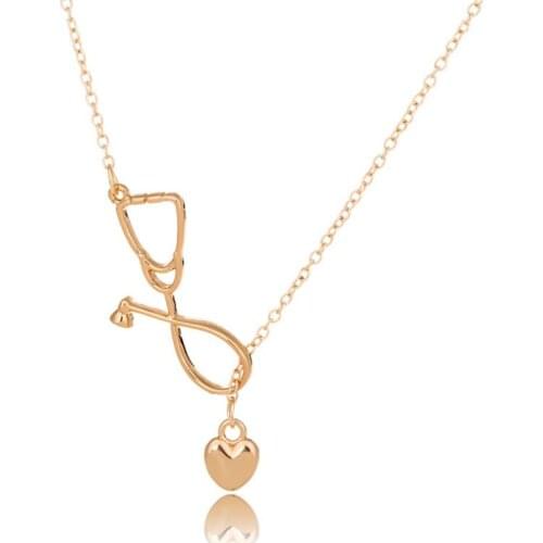 SMJEL New Stethoscope Lariat Necklace for Women Heart Stethoscope Necklaces for Doctor Medical Student Gift Nurse Jewelry