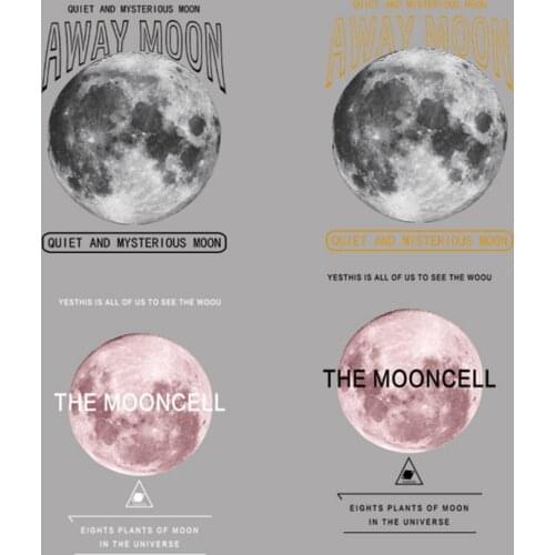 Space Letter Iron On Transfers Vinyl Moon Heat Transfer Patch Fashion Girls Stickers Patches For Clothes Thermal DIY Appliques
