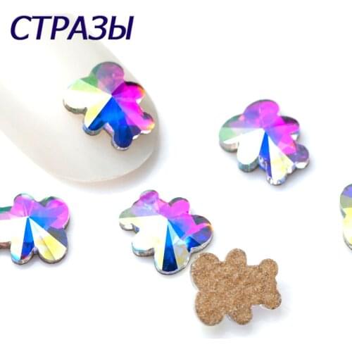 CTPA3bI 6x7mm 20PCS Rivoli Bear Flatback Crystal Clear AB No Hotfix Crystal For NOHF Strass Nail Art Decorations Rhinestone