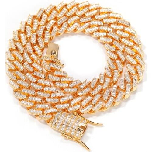 Hip Hop AAA+ CZ Stone Paved Bling Iced Out 12mm Cuban Link Chain Marquise Chain Chokers Necklaces for Men Rapper Jewelry Gift