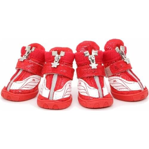 High-grade Retro Pet Dog Shoes Winter Warm Boots Anti-slip Small Dog Shoes For Teddy Chihuahua