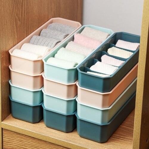 Multi-Cell Socks Panties Storage Box Plastic Desktop Organizer Box Household Items Nordic Drawer Containers