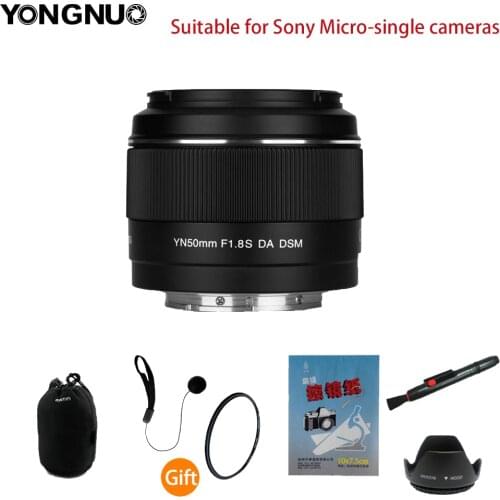 Yongnuo YN50mm F1.8S DA DSM Camera Lens 50mm F1.8 for Sony E-mount For SONY A6300 A6400 A6500 NEX7 APS-C Frame Auto Focus AF/MF
