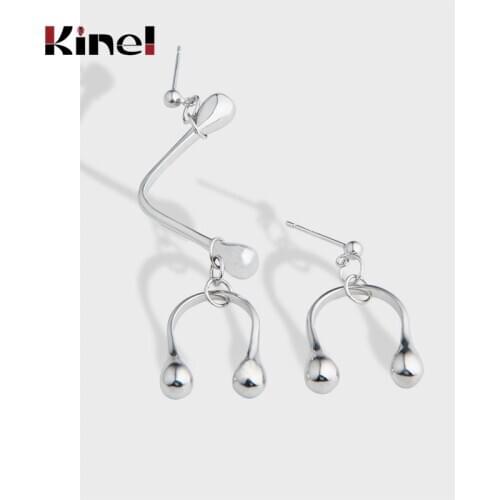 Kinel 2020 New Asymmetry Earrings for Women Wedding Engagement Jewelry 925 Sterling Silver Female Luxury Korea Bijoux