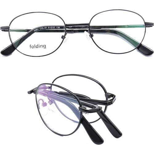 Women Round Folding Eyeglasses Frames For men Metal Eyeglass Frames round Fullrim Spectacles Fashion Lightweight Glasses Eyewear