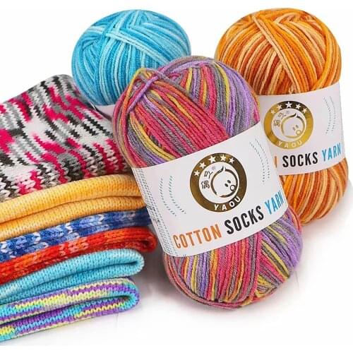 Woman Hand Knitting Cotton Knitwear Yarn Gradient Color Cardigan Scarf Socks Skin-friendly Yarn Needle Crochet Thread