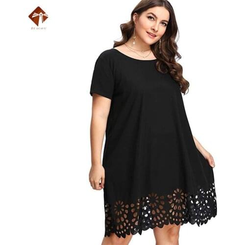 2021 Solid Dress Women Summer Loose Plus Size Short Sleeve V-Neck Fashion Elegant Dress Bandage Ladies Hollow Out Casual Dresses