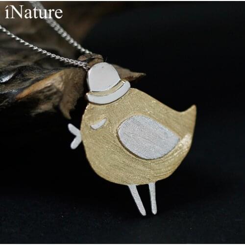 INATURE 925 Sterling Silver Princess Queen Crown Bird Necklaces Pendants For Women Jewelry Bijoux