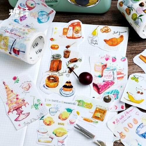 1pack Candy Food Moment Creative Funny Sticker Roll Tape Cookies Bakery Sweet tea Lemon sparkling water 5M