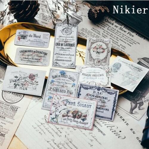 10 PCS Vintage French Rose Flower Frame Sticker Retro Card Label Decoration Handmade Daily Ablum Plan Diy Scrapbook Stickers